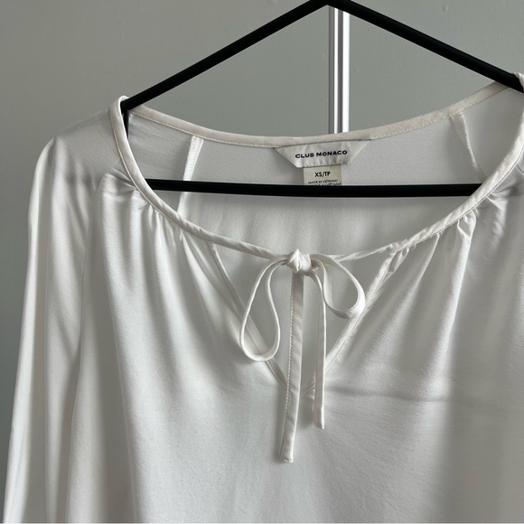 Club Monaco White Tie Neck Swing Blouse - Picture 5 of 6